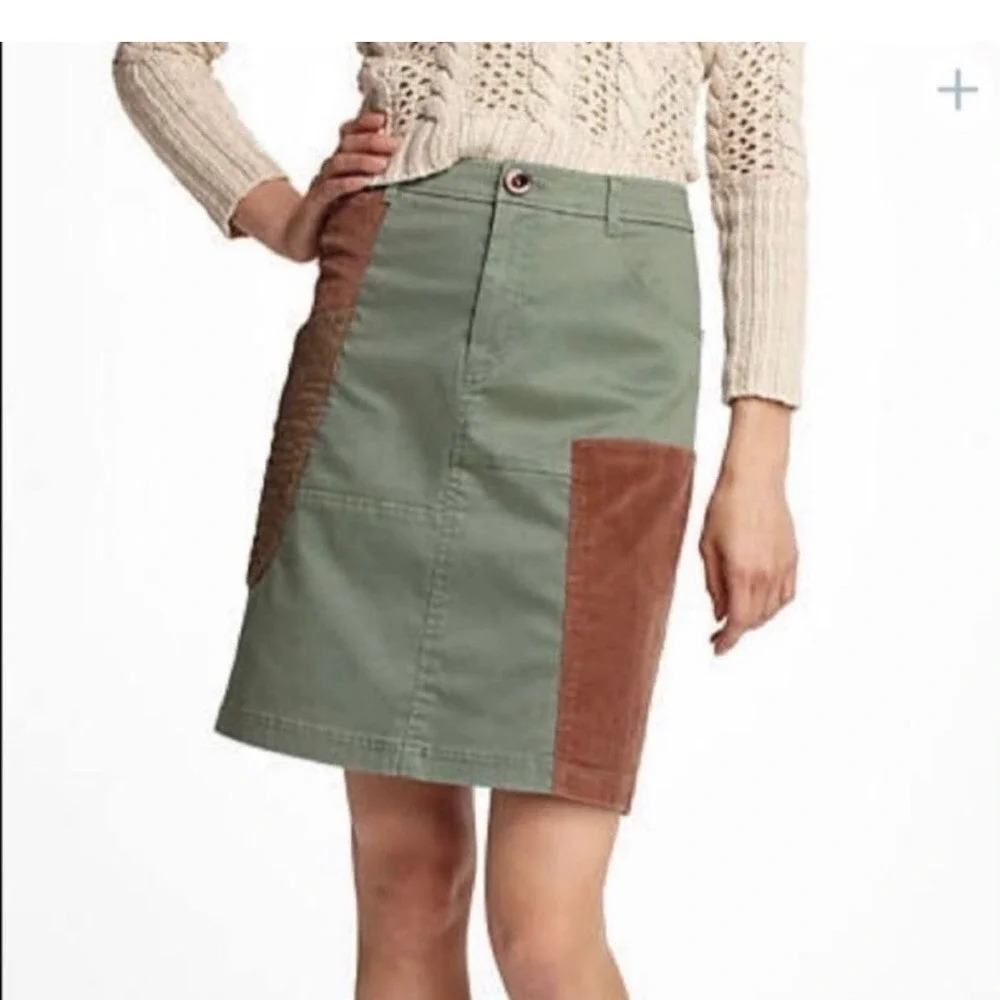 Anthropologie Meadow Rue Green‎ Patch A Line Skirt